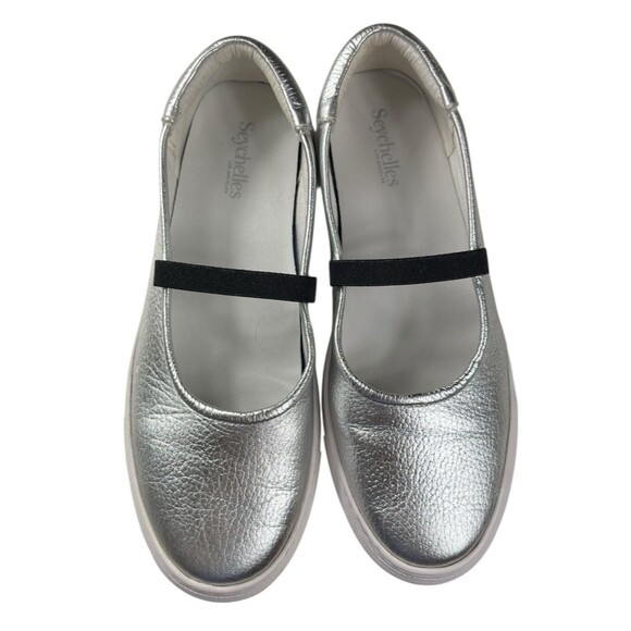 Seychelles Moon Child Metallic Leather Upper Mary Jane Style Flats Silver Size 9 - Picture 2 of 15